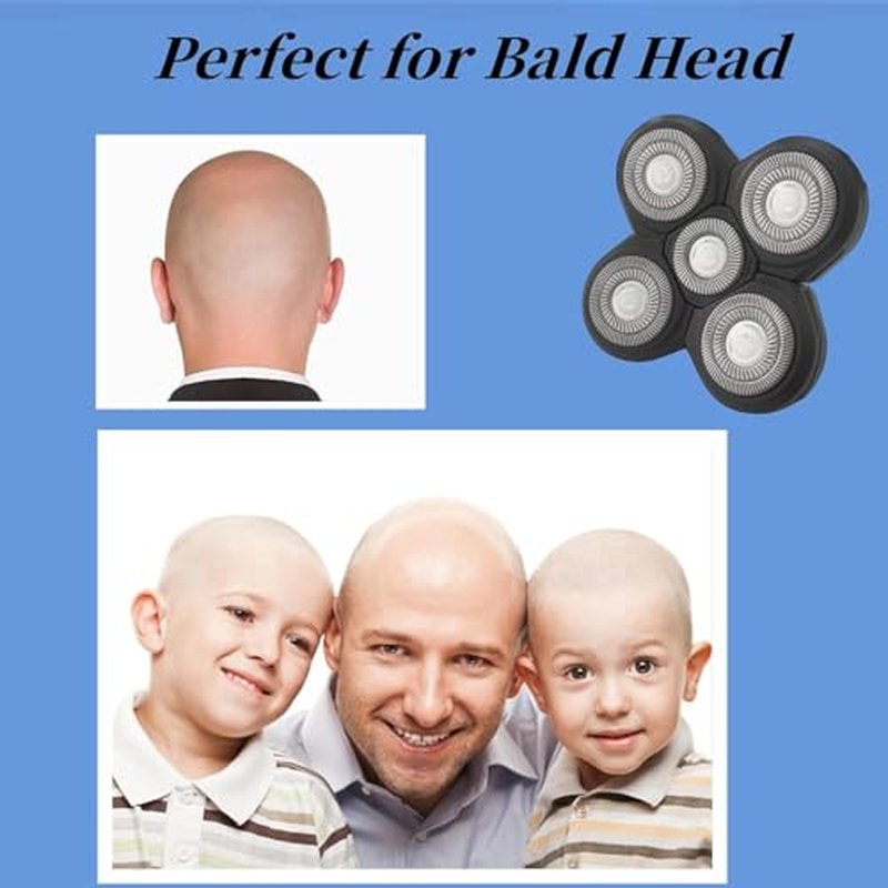 Head Shaver Replacement Blade for Grooming Bald Head Shaver,5 Blades Shavers Replacemen Heads for Bald Men Freedom Shaving,Electric Razor Replacement Heads for Shaving Kit,2Packs