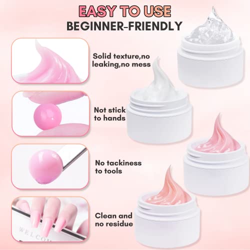 Makartt 3d Gel Nail Art Kit: All in One 3D Sculpting Builder DIY Kit Non-Stick-Hand Solid Gels UV LED Soak Off Gel Polish Painted Carving Molding Hard Gels Rhinestones Chrome Nail Art Salon Home