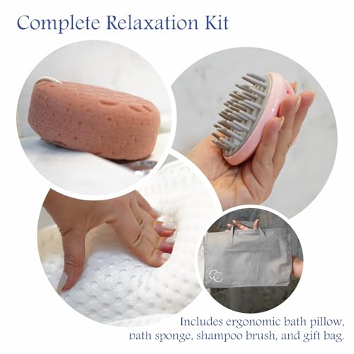 Luxury Bath Pillow Set with Non-Slip Suction Cups - Head, Neck & Back Support