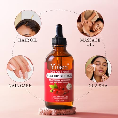 Organic Vitamin E Oil & Rosehip Seed Oil,100% Pure Oil for Skin,Scars and Face Care