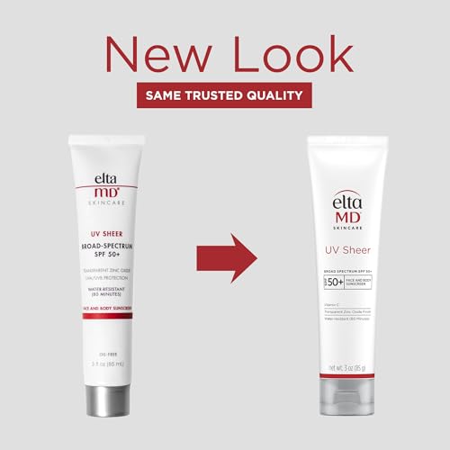 EltaMD UV Sheer SPF 50+ Sunscreen - 3 oz Tube Pack of 2, Oil-Free, No White Cast