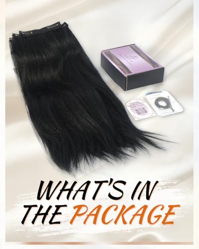 18 Inch Natural Black Yaki Straight Clip-In Hair Extensions - 5 Pack