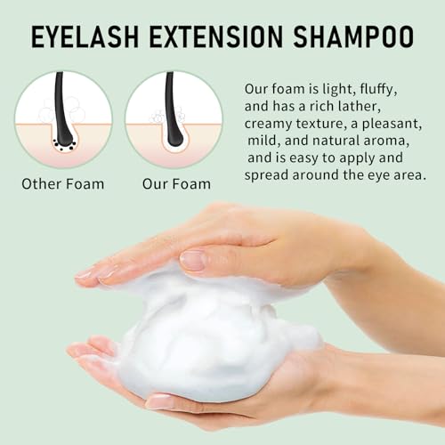 600ml Lash Shampoo for Extensions - Eyelash Cleanser Foam, Professional & Home Use (20.3 Fl Oz Pack of 1)