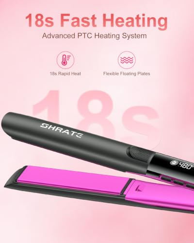 SHRATE 2-in-1 Flat Iron and Curler Hair Straightener - 1.2 Inch, Grey/Rose Purple