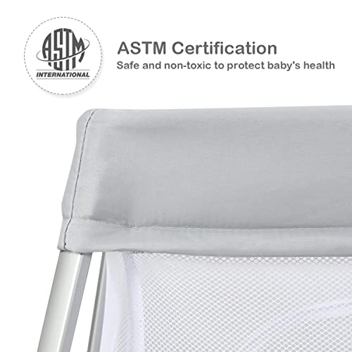 Silver Baby Joy 2-in-1 Travel Crib with Zipper, Portable Toddler Playpen