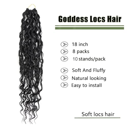 18 Inch Goddess Locs Crochet Hair - Boho Faux Locs 8 Packs 1B Variation