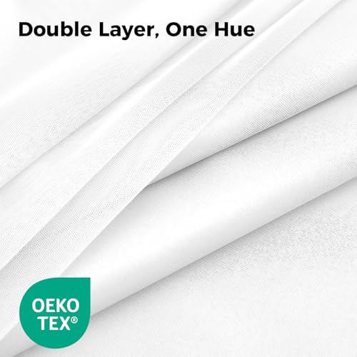 White Blackout Curtains 52W x 84L Double Layer Set - Pack of 2, Grommet Top