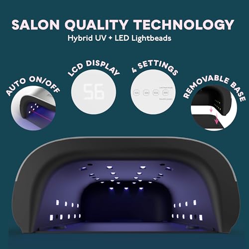 SUNUV SUN3 Professional UV Light for Nails with Top Coat Base Coat Set