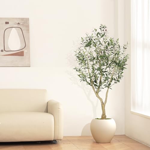 Artificial Olive Tree 5ft with Large Branches & Lifelike Fruits - Black Pot