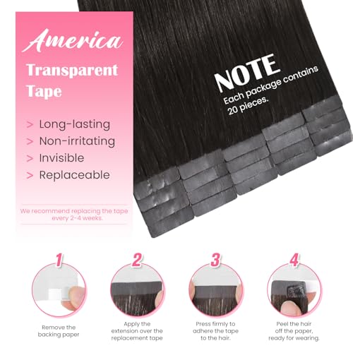 Dark Brown Tape-In Hair Extensions 18 Inches Human Hair 40g - #2 Variation