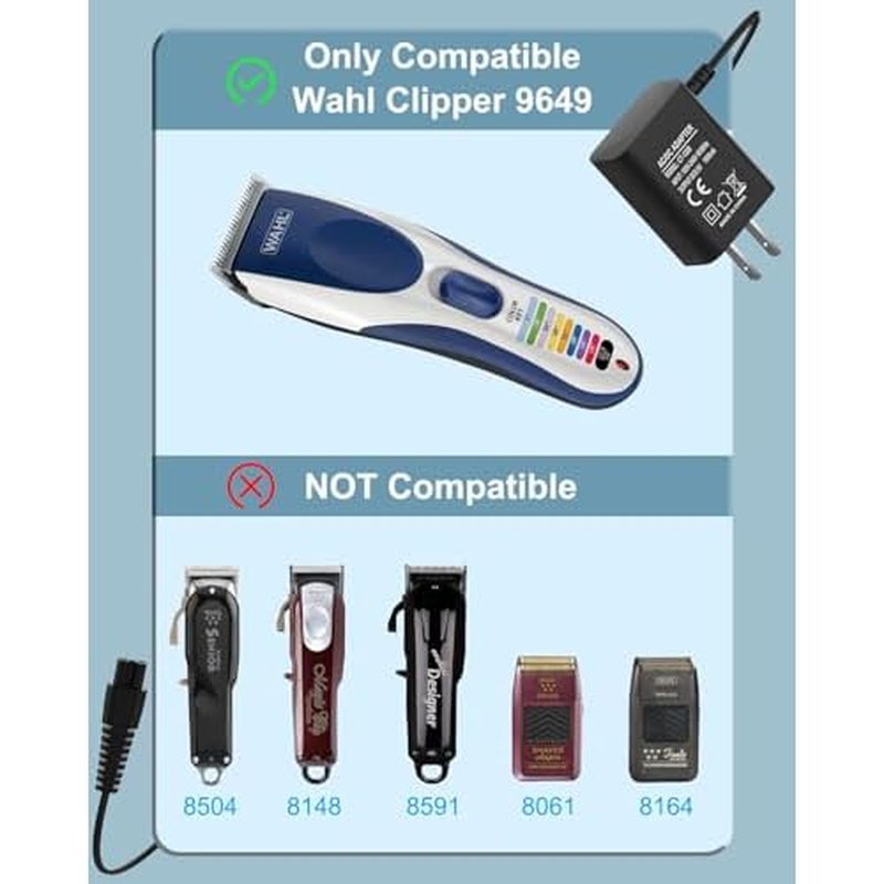 3.5V Clipper Charger Compatible with Wahl 3026590 9636-700 9636-2201 79434 9649 9649P Color Pro Cordless Hair Clipper & Trimmer Replacement Clipper 9649 Charger Power Cord.