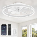 24-Inch White Modern Ceiling Fan with Lights and Remote - Low Profile, Dimmable, Quiet DC Motor, Reversible, Smart App Control