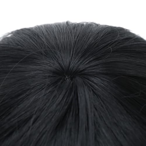 Short Black Wig for Cosplay & Costume Party - Layered & Straight Style with Adjustable Cap