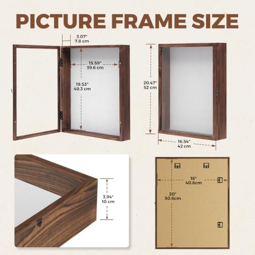 16x20 Large Pine Shadow Box Frame - Brown, 3.94 Deep Wall Display