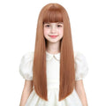 Edivd Orange Children Wig with Air Bangs, Heat-Resistant Synthetic Kids Wig 22''