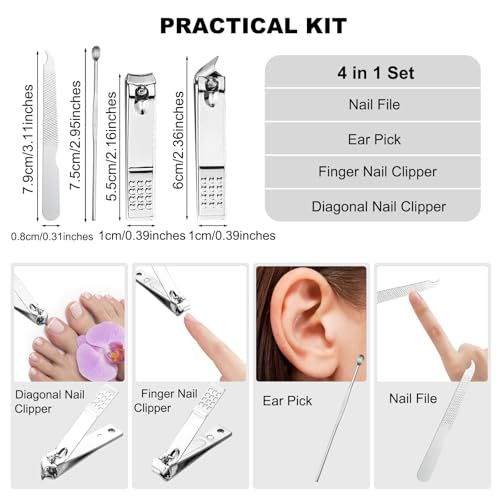100 Sets Nail Clipper Set Bulk 4-in-1 Black Adult Personal Care Kit - Variation of Sets
