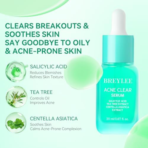 Tea Tree Acne Treatment Serum, Clear Skin Serum for Clearing Severe Acne,Breakout, Remover Pimple and Repair Skin (20ml,0.67oz)