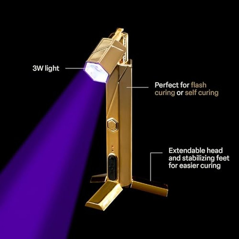 APR?S Omni Light, Gel-X UV LED Lamp, Flash Curing Wand, Handheld or Standing Cordless Nail Lamp for Gel Nails (Gold)