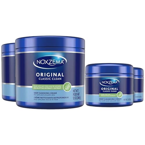 Noxzema Deep Cleansing Cream Bundle - Eucalyptus 7 Ounce Pack of 4 + Travel Size