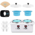 Double Wax Warmer for Hair Removal with Silicone Pot Liners – Includes 2 Pots, 40 Sticks, 20 Collars