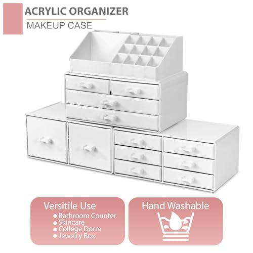 Sorbus Large Makeup Organizer White Deluxe - 12 Drawer Jewelry & Cosmetic Storage
