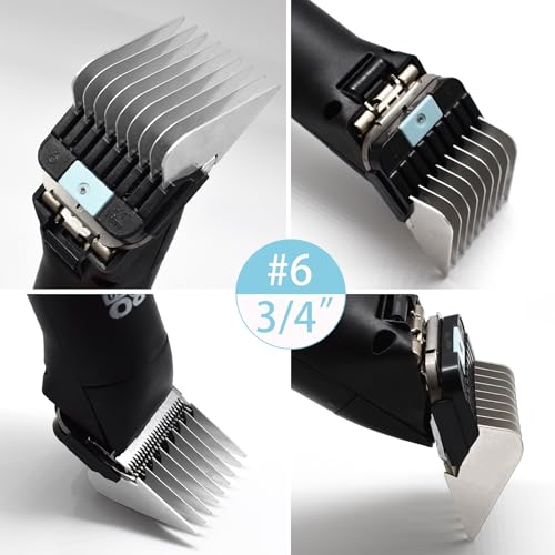 Pet Grooming Guard Combs Set for A5 Style Clippers - 4 Sizes, Stainless Steel & ABS