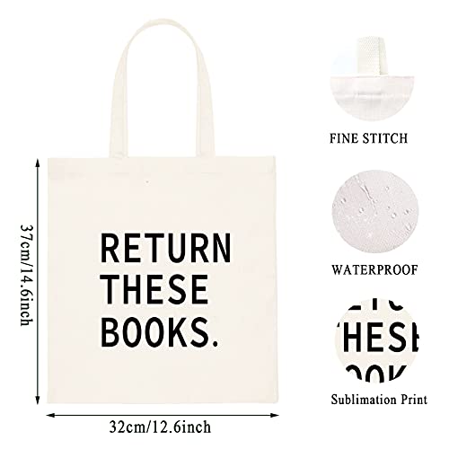 WCGXKO Funny Library Tote - Return These Library Return Bag for Book Clubs & Storage