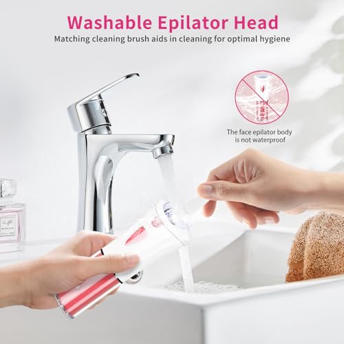 Epilator for Women Facial Hair Removal, Smooth Glide Electric Epilator with LED Light, Rechargeable Electric Hair Remover for Face, Bikini, Arms & Legs, Women's Electric Tweezers for Facial Use