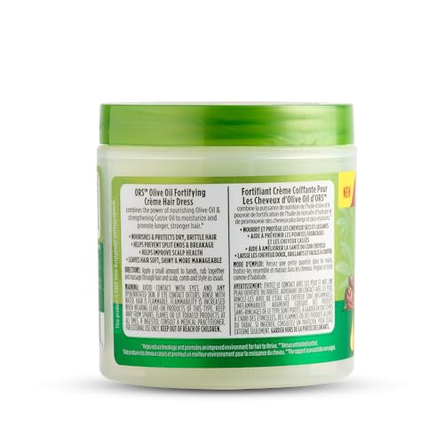 ORS Olive Oil Fortifying Cream Hair Dress Infused with Castor Oil for Strengthening 6 Ounce (Pack of 3)