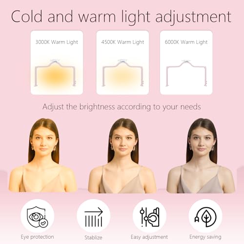 34-Inch Pink Nail Desk Light with 3-Level Dimming & Phone Holder