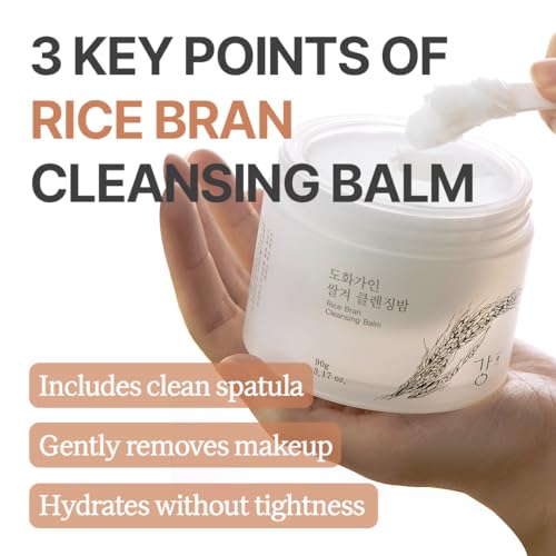 Korean Cleansing Balm with Rice Scent - Milky Sherbet Texture, Waterproof Makeup Remover, Includes Mini Spatula