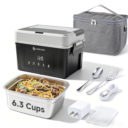 Electric Lunch Box 6.3 Cups Cordless Heated Food Container with Smart Control