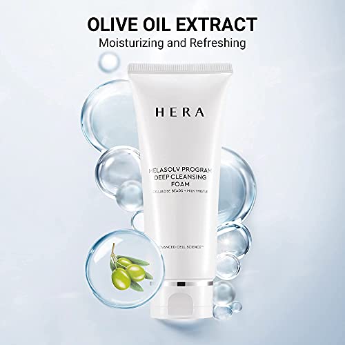 HERA Foaming Facial Cleanser ? Professional Deep Cleansing Foam with Cellulose Beads and Milk Thistle ? Antioxidant and Hydrating Foam Cleanser ? For Bright and Soft Skin ? 6.6 Ounce by Amorepacific
