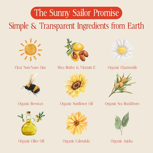 Baby Sunscreen SPF 40 Mineral Sunblock with Organic Ingredients, Water-Resistant 80 Min, Zero White Cast