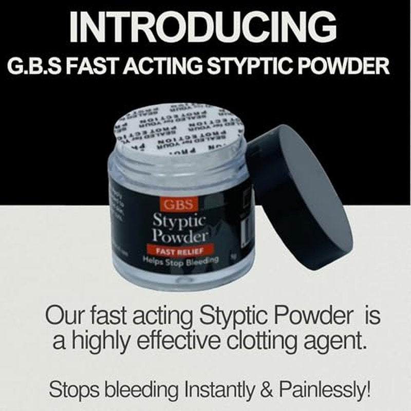Gents Styptic Powder Vials with Sealed Top Stop Bleeding, First Aid Useful for Minor Cuts, Nosebleeds, Camping Safety Survival Kit (.18 oz) (6)