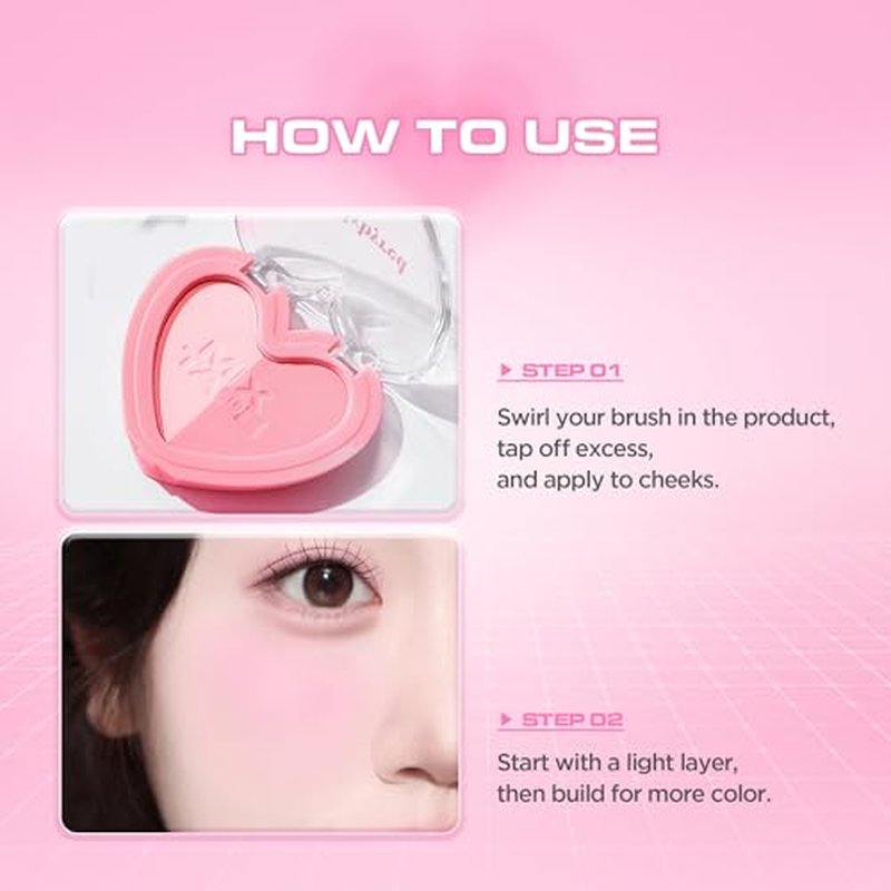 lilybyred Luv Beam Cheek Duo | Heart-Shaped Korean Dual-Tone Powder Blush, Tone-on-Tone Mixable Colors, Soft Glow with Fine Shimmer, Silky Texture, Blendable, All-Day Wear, 0.14 oz. (01 Funky Beam)