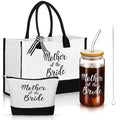 Mother of the Bride Gifts Set - Glass Cup, Tote & Cosmetic Bag - Variation of Mother of the Bride
