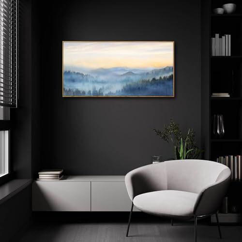 Blue Forest Tree Wall Art Canvas Print 20x40 Inches Framed Landscape Artwork