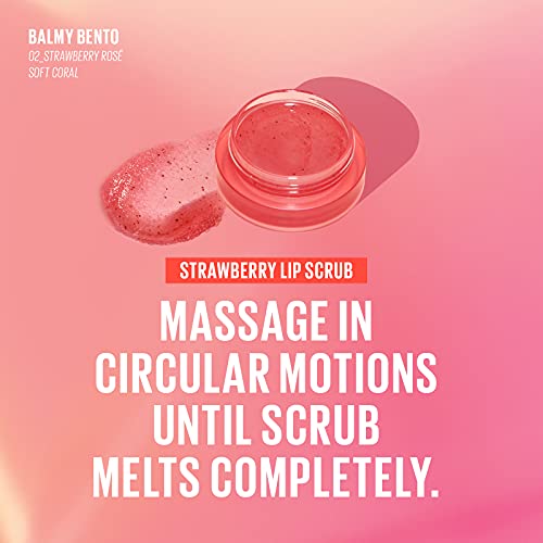 KAJA Balmy Bento Duo - Strawberry Rosé Lip Balm Scrub, Coconut Oil