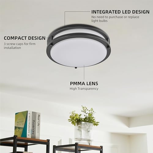 Hykolity 16-Inch Dimmable LED Flush Mount Ceiling Light Fixture - Oil-Rubbed Bronze