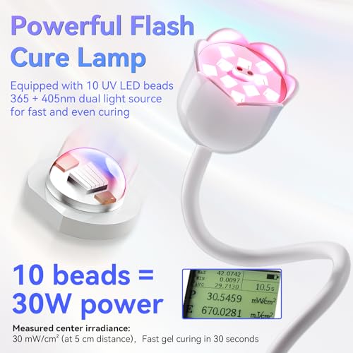 Makartt UV Nail Lamp: Mini UV Light for Gel Nails Polish Luminoza 30mW/cm©÷ Rechargeable LED Nail Light Nail Dryer with 4 Timers & Auto Sensor, Fast Curing Goosenecks Lamp for Home DIY Manicure
