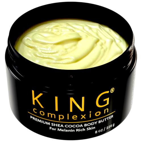 King Complexion Cocoa Body Butter - Large 8 oz with Shea & Coconut Oil — Natural Glow & Ultra Hydration for Black Skin - Skin Care, Body Moisturizer, Massage