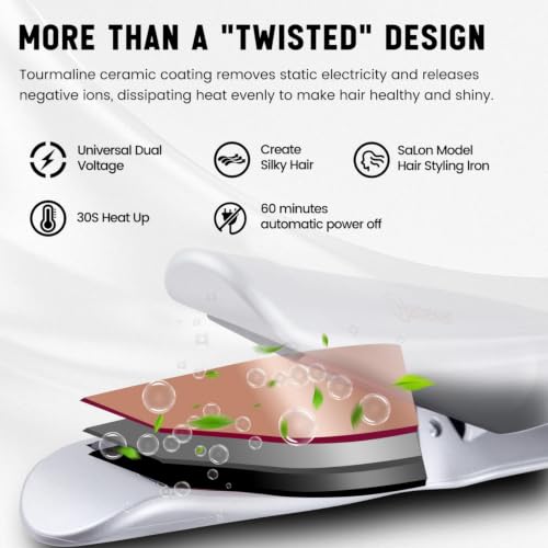 Hatteker 2-in-1 Hair Straightener Curling Iron Flat Iron - Silver