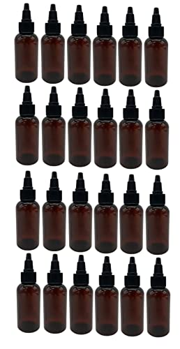 Natural Farms 2oz BPA-Free Amber Refillable Boston Bottles for Essential Oils & Beauty Products, 24 Pack