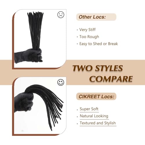 Human Hair Dreadlock Extensions 8 Inch/30 Strands Natural Black Full Handmade Locs