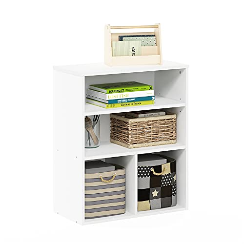 Furinno Pasir 3-Tier Display Bookcase - White, Compact & Modern