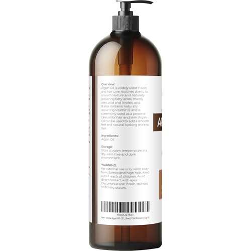 Velona Argan Oil 32oz Cold Pressed Unrefined with Pump - Hair & Skin Care