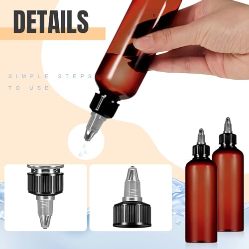 3 oz Amber Hair Oil Applicator Bottles - 36 Pack with Funnels and Twist Caps