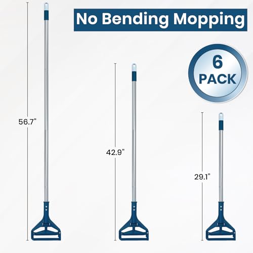 Blue 6-Pack Commercial Wet Mop Handles Heavy Duty 57-Inch Industrial Mop Sticks