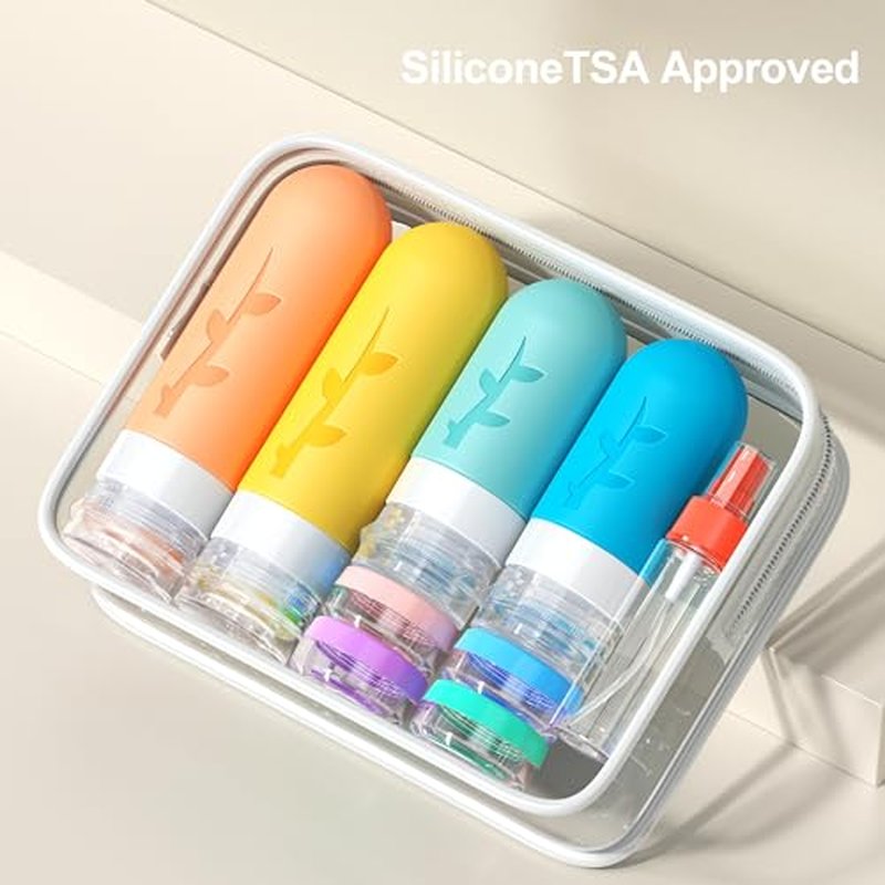 36-Pack TSA Approved Travel Bottles for Toiletries, Silicone Containers, Leak Proof Refillable Liquids Shampoo and Conditioner Essentials